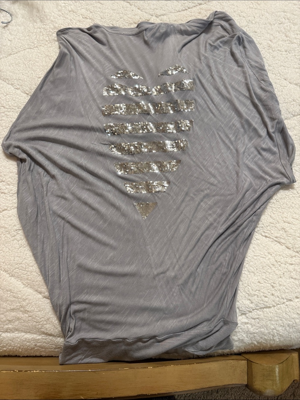 Ina Gray Tunic with Silver Sequin Heart Stripe